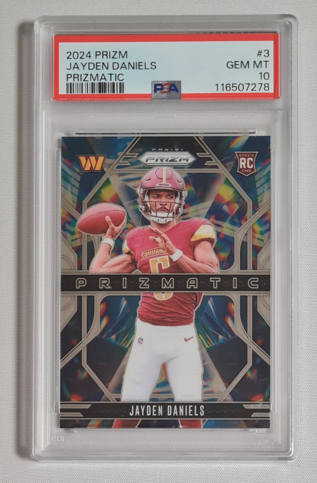 Jayden Daniels - 2024 Panini Prizm Football NFL Washington Commanders Prizmatic (RC) #3 PSA 10 GEM MINT