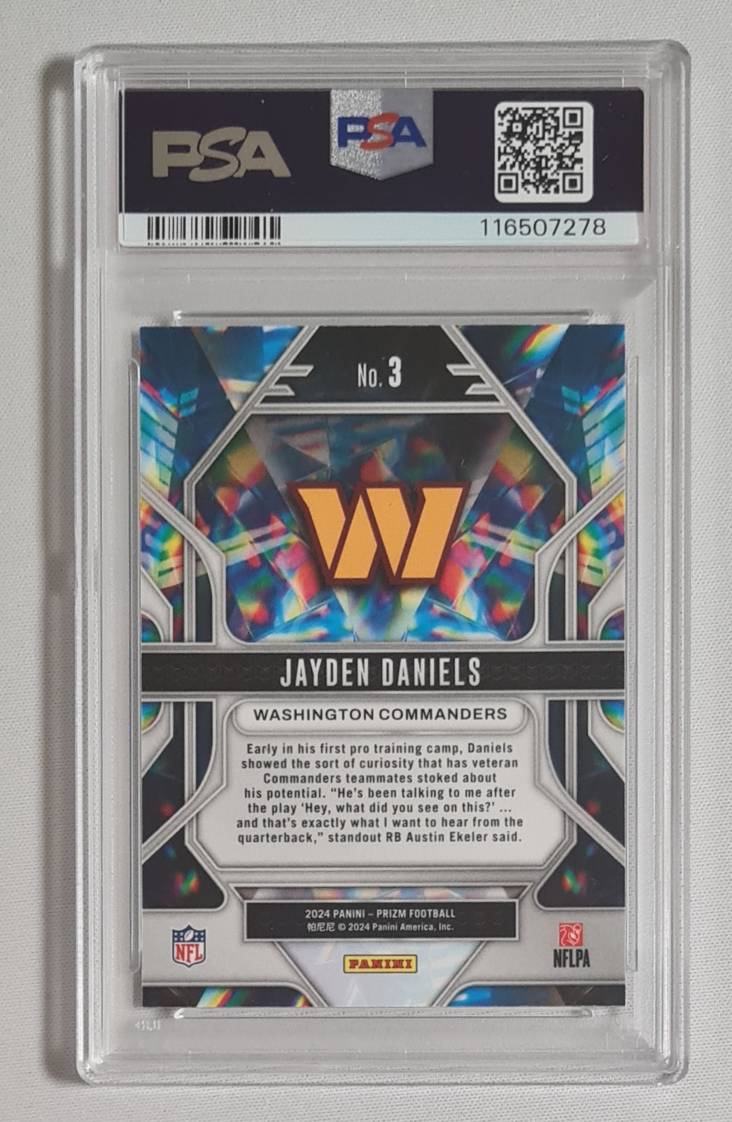 Jayden Daniels - 2024 Panini Prizm Football NFL Washington Commanders Prizmatic (RC) #3 PSA 10 GEM MINT