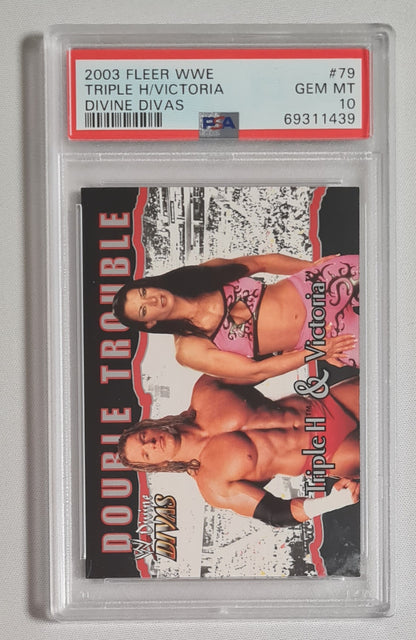 Triple H & Victoria - 2003 Fleer WWE Wrestling Divine Divas - Double Trouble - #79 PSA 10 GEM MINT