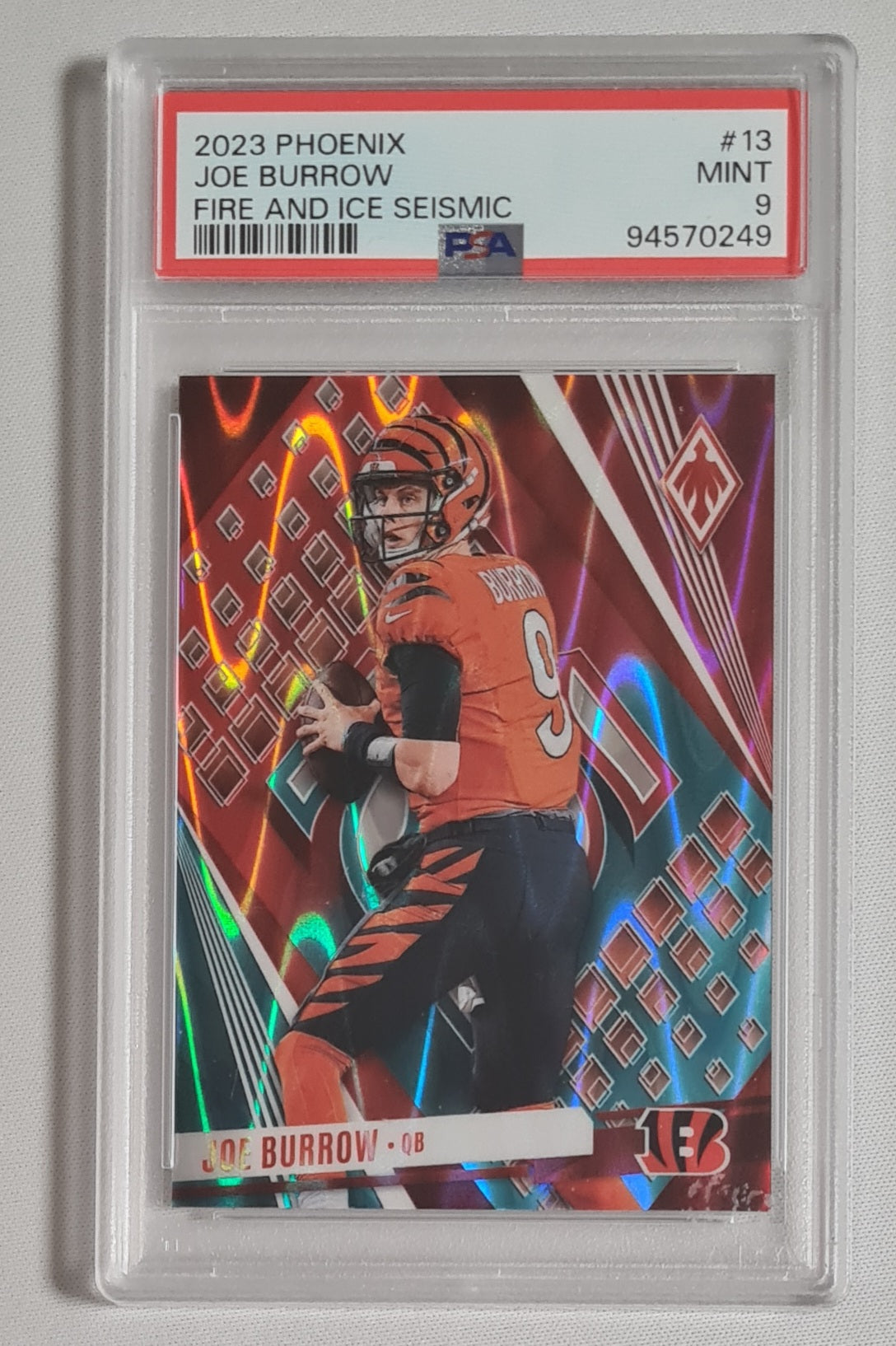 Joe Burrow - 2023 Panini Phoenix Football NFL Cincinnati Bengals #13 Fire and Ice Seismic PSA 9 MINT