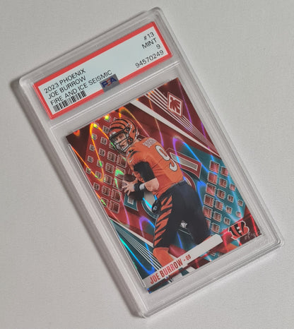 Joe Burrow - 2023 Panini Phoenix Football NFL Cincinnati Bengals #13 Fire and Ice Seismic PSA 9 MINT