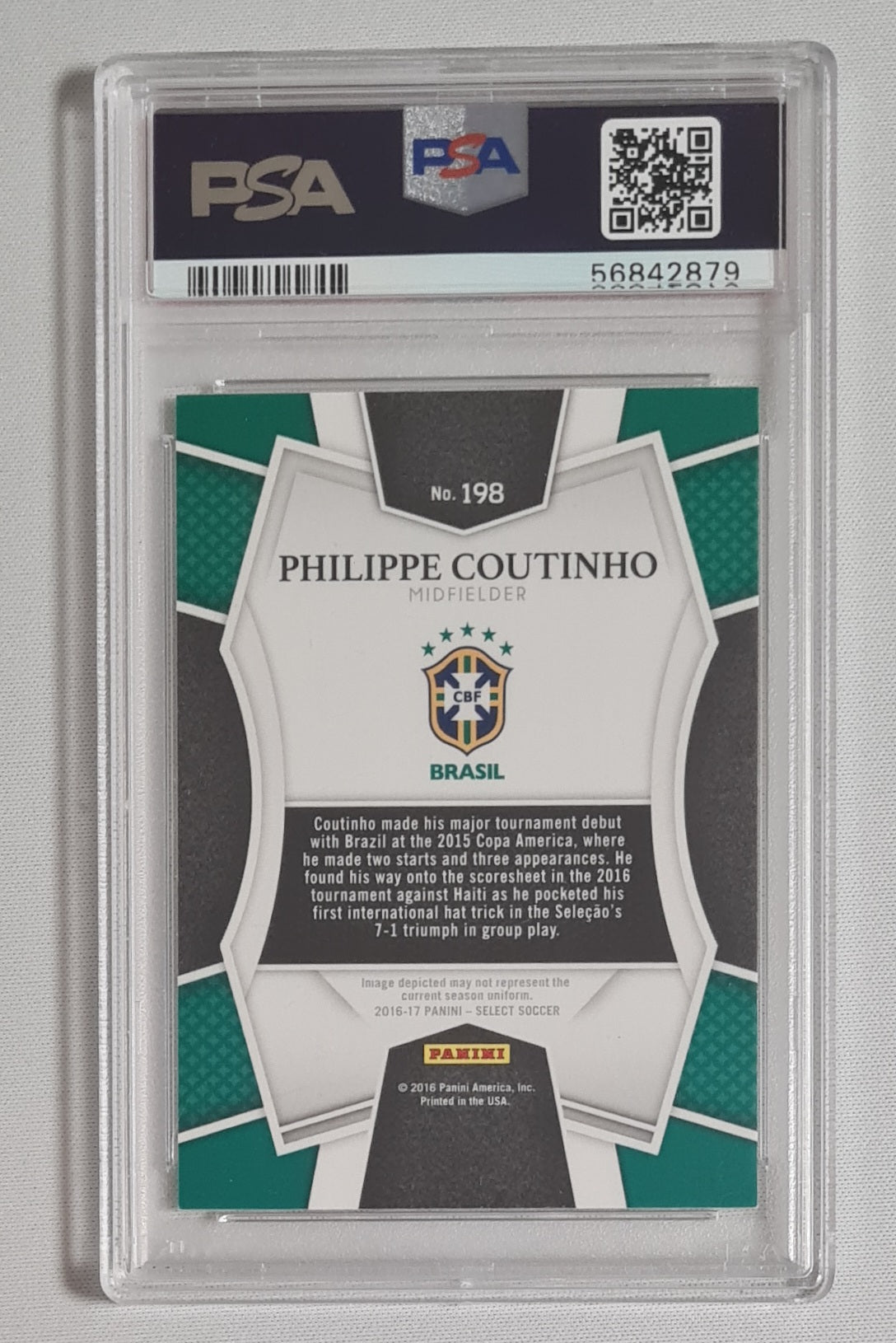 Philippe Coutinho - 2016 Panini Select National Team Brasil #198 Multi - Color Prizm PSA 9 MINT