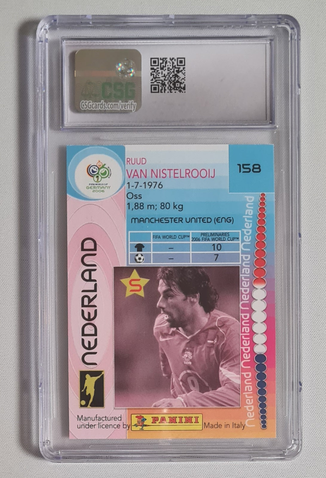Ruud van Nistelrooij - 2006 Panini World Cup Germany 2006 National Team Netherlands #158 CSG 9.5 MINT PLUS