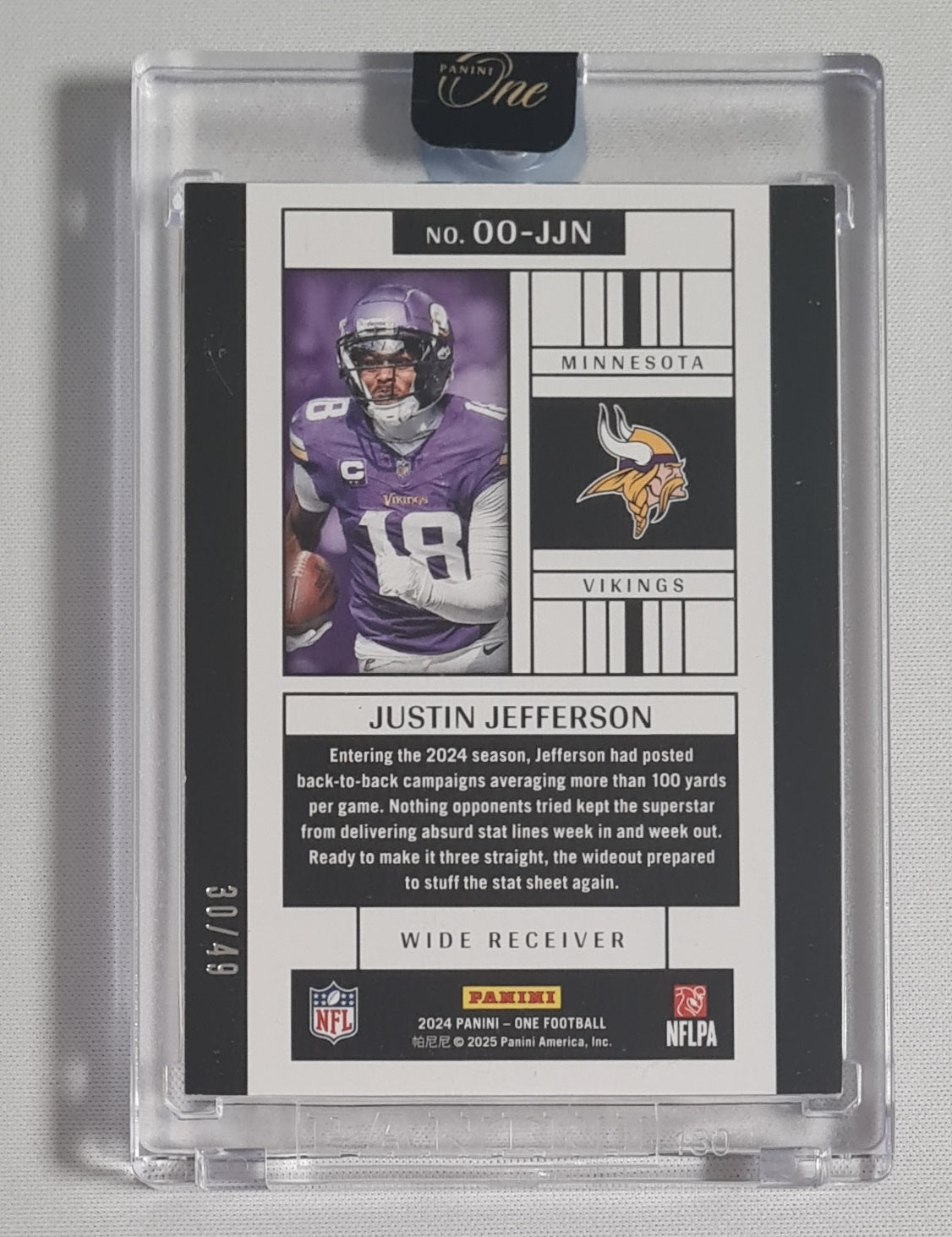 Justin Jefferson - 2024 Panini One Football Originals NFL Minnesota Vikings #00-JJN /49