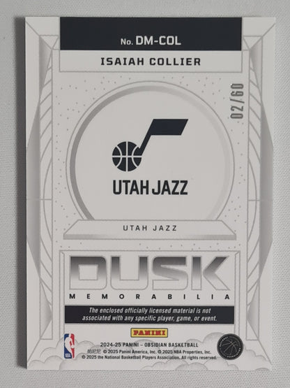 Osaiah Collier - 2024/25 Panini Obsidian Basletball Dusk Memorabilia NBA Utah Jazz #DM-COL /Patch /60