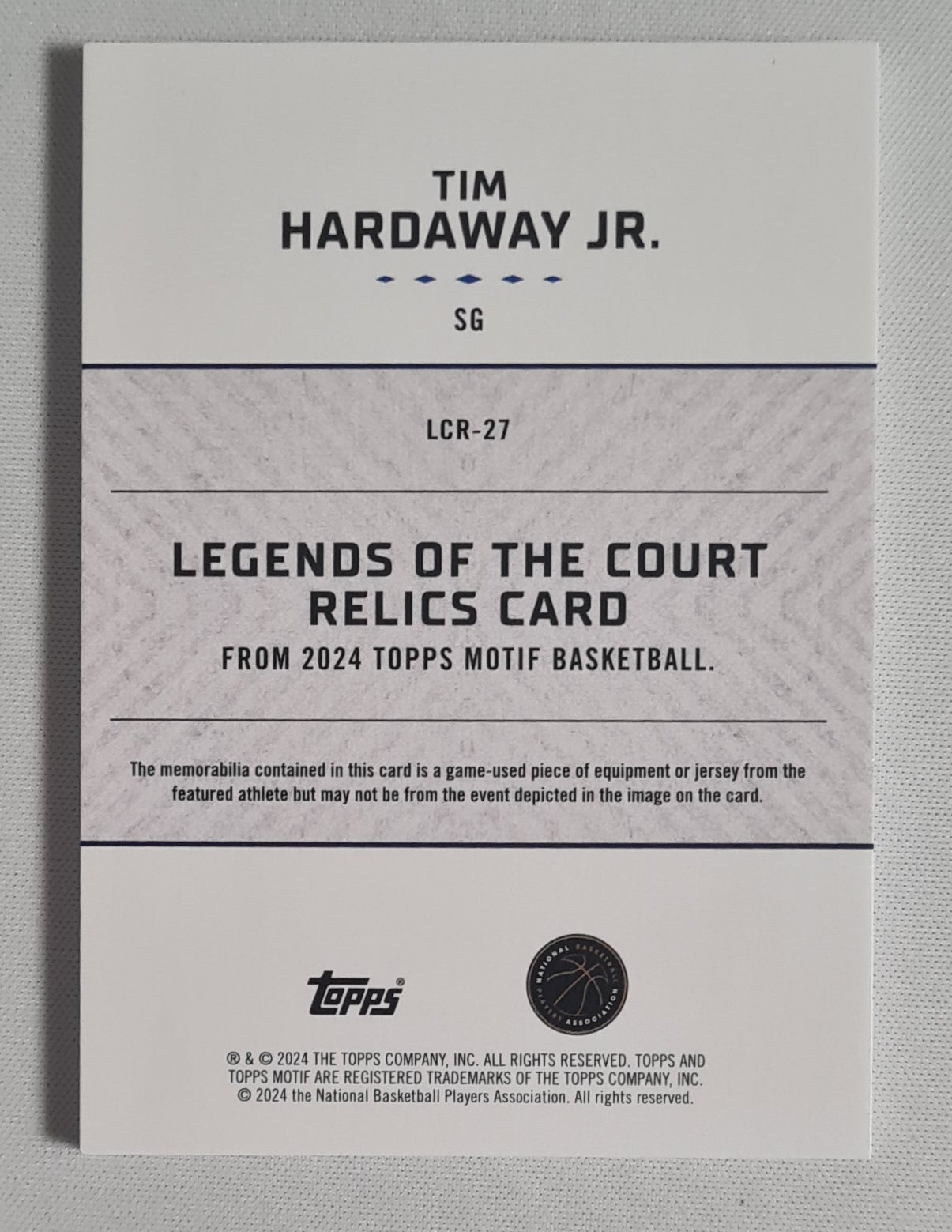 Tim Hardaway Jr. - 2024 Topps Motif NBA Basketball Legends of the Court #SG/LCR-27 /Game Worn Memorabilia /5