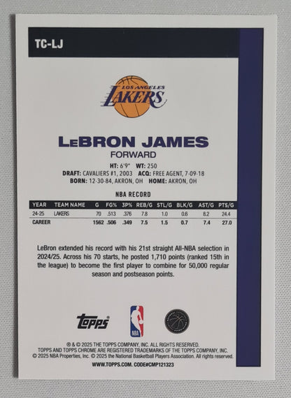 Lebron James - 2025 Topps Chrome NBA Basketball Los Angeles Lakers 45 Year Anniversary Mojo #TC-LJ