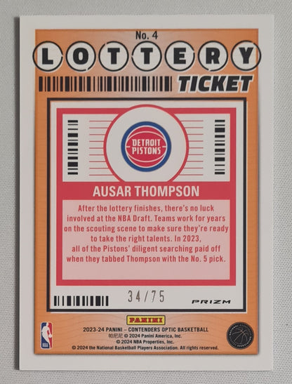 Ausar Thompson - 2023/24 Panini Contenders Optic Basketball - Lottery Ticket - NBA Detroit Pistons #4 /75