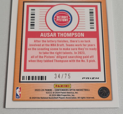Ausar Thompson - 2023/24 Panini Contenders Optic Basketball - Lottery Ticket - NBA Detroit Pistons #4 /75