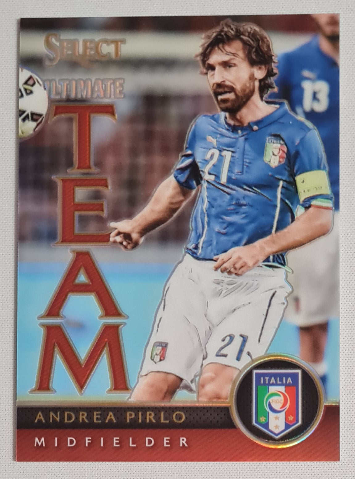 Andrea Pirlo - 2015/26 Panini Select Soccer Ultimate Team Italia #9 Orange Refractor /199