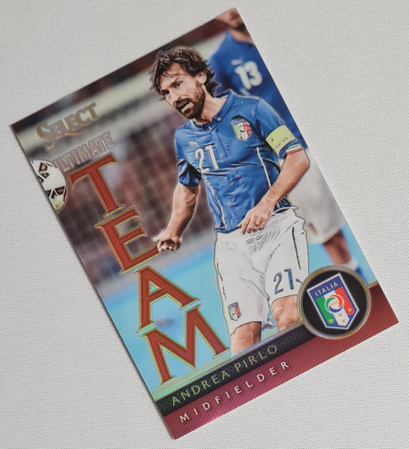 Andrea Pirlo - 2015/26 Panini Select Soccer Ultimate Team Italia #9 Orange Refractor /199