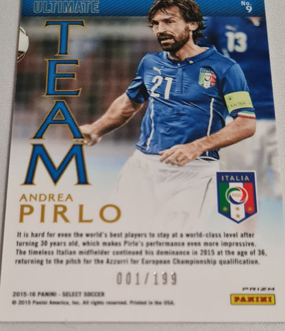 Andrea Pirlo - 2015/26 Panini Select Soccer Ultimate Team Italia #9 Orange Refractor /199