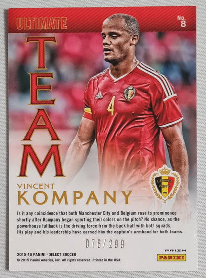 Vincent kompany - 2015/26 Panini Select Soccer Ultimate Team Italia #9 Blue Refractor /299