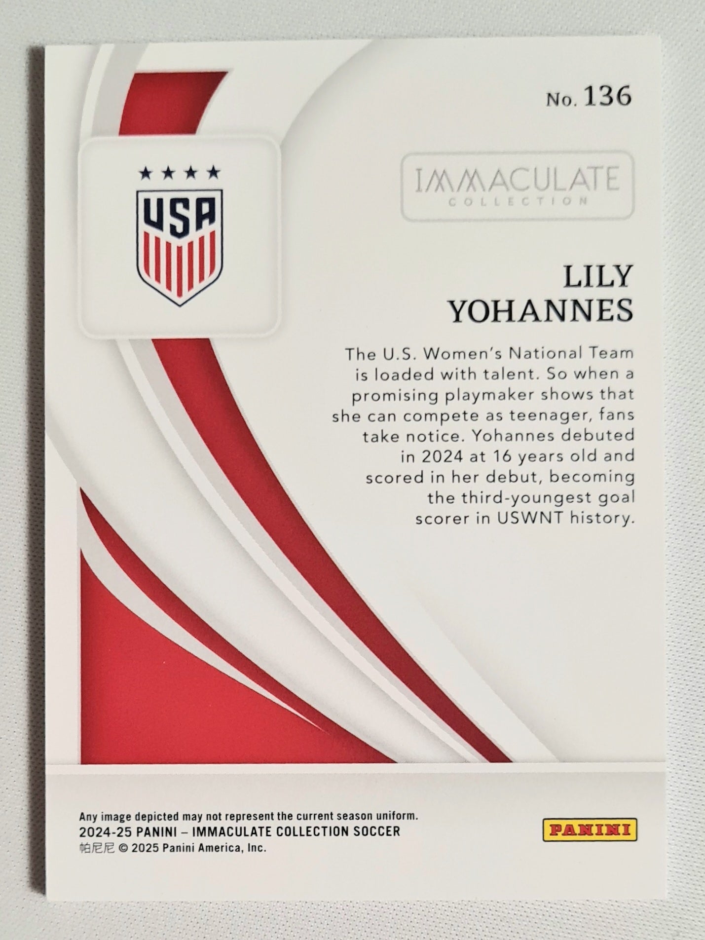 Lily Yohannes - 2024/25 Panini Immaculate Collections Soccer Team USA #136 /70