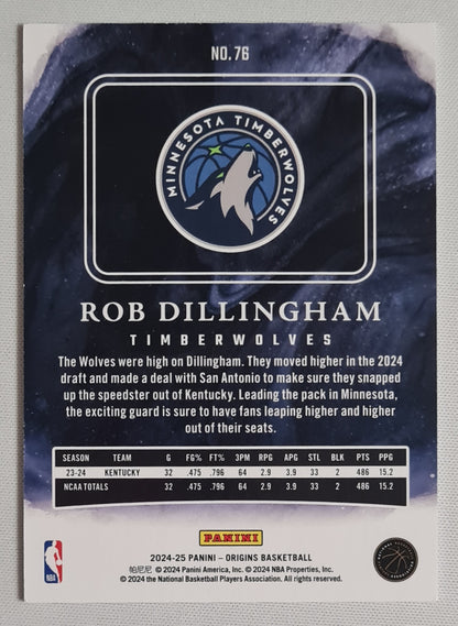 Rob Dillinngham - 2024/25 Panini Origins Basketball NBA Timberwolves (RC)#76 Pink /60