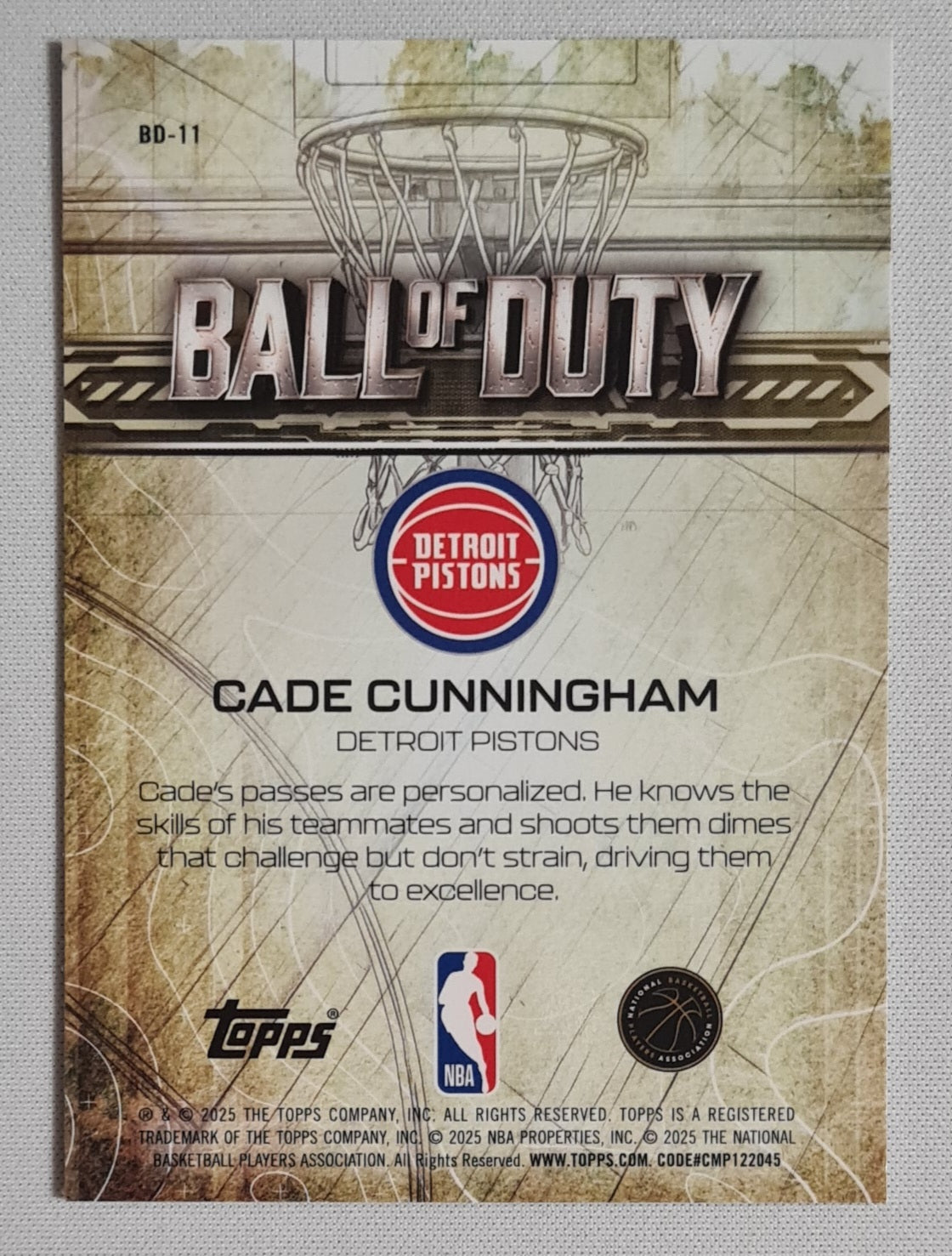 Cade Cunningham - 2025 Topps Basketball NBA Detroit Pistons BALL OF DUTY #BD-11