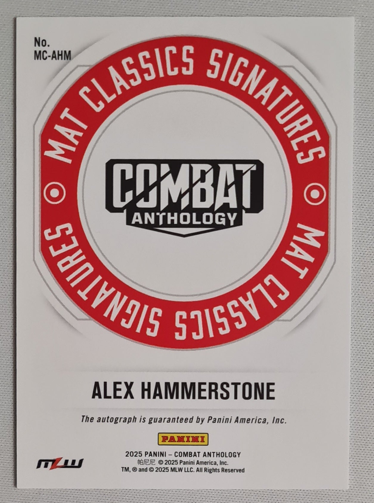 Alex Hammerstone - 2025 Panini Cpmbat Anthology Mat Classic Signatures #MC-AHM /Auto