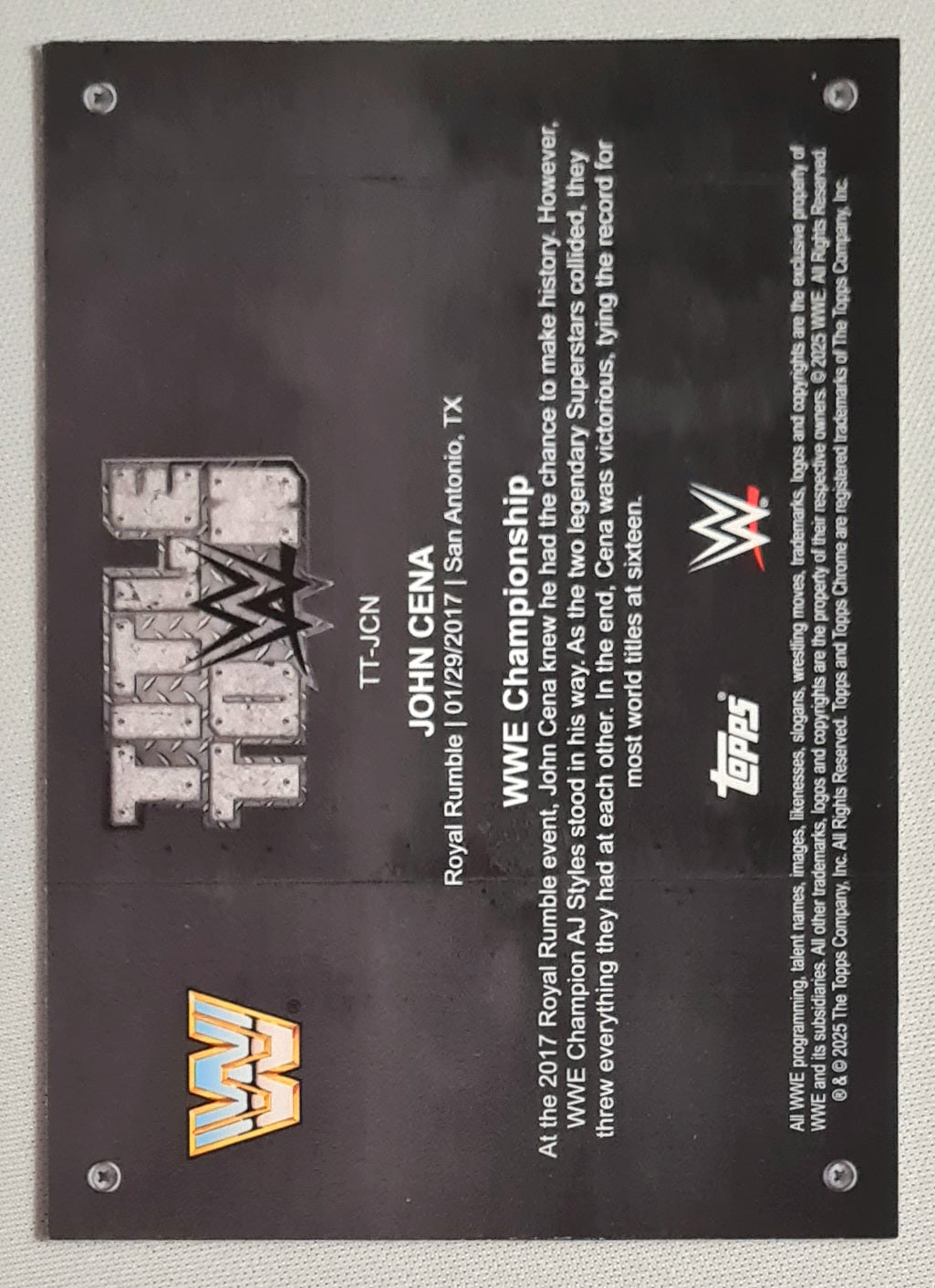 John Cena - 2025 Topps Chrome WWE Wrestling TITLE TOWN #TT-JCN /150