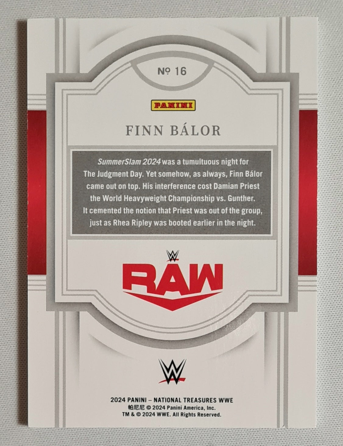 Finn Balor - 2024 Panini National Treasures WWE Wrestling RAW #16 /99