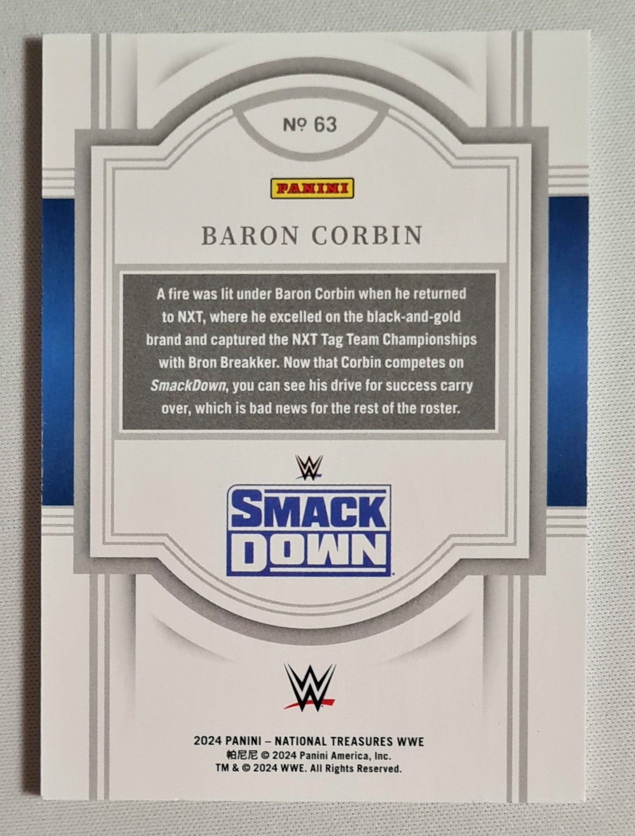 Baron Corbin - 2024 Panini National Treasure WWE Wrestling Smack Down #63 /25