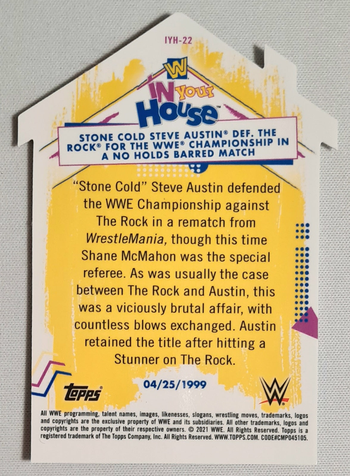 Stone Cold Steve Austin - 2021 Topps Chrome WWE Wrestling - IN YOUR HOUSE - #IYH-22 Die Cut