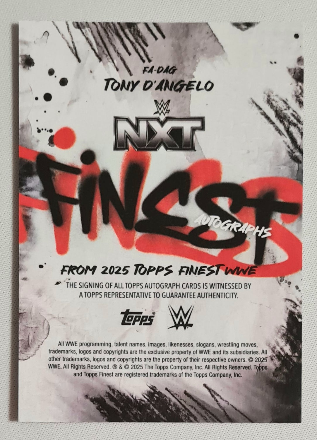 Tony D'Angelo - 2025 Topps Finest WWE Wrestling NXT #FA-DAG / Auto