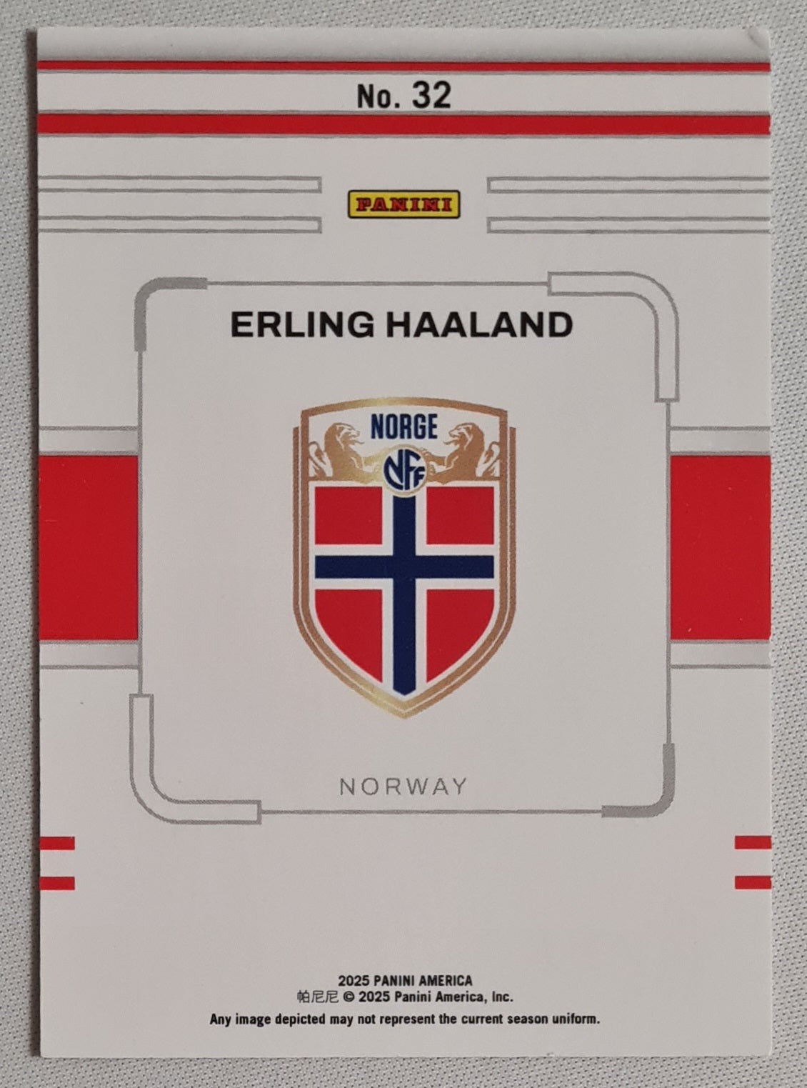 Erling Haaland - 2025 Panini America National Team Norway #32 /99 (Read)