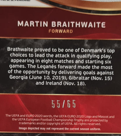 Martin Braithwaite - 2020 Panini Select UEFA Euro Soccer National Team Denmark (RC) #141 Mezzanine /65