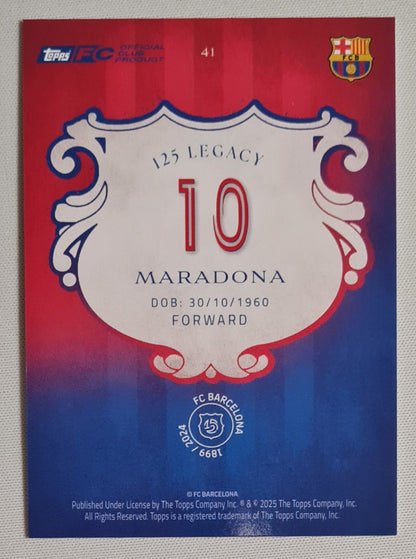 Maradona - 2025 Topps FC Barcelona (1899/2024) 125 Legacy Set Card #41