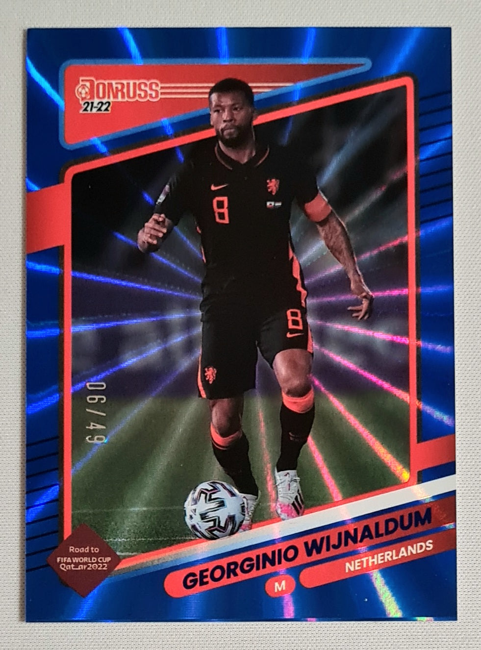 Georginio Wijnaldum - 2021/22 Panini Donruss Soccer KNVB Road to World Cup Qatar 2022 #99 Holo Blue Laser /49