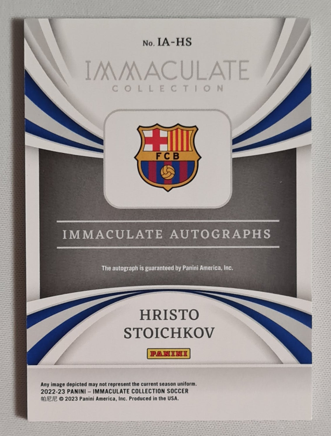 Hristo Stoichkov - 2022/23 Panini Immaculate Collection Soccer FC Barcelona #IA-HS /99 /Auto