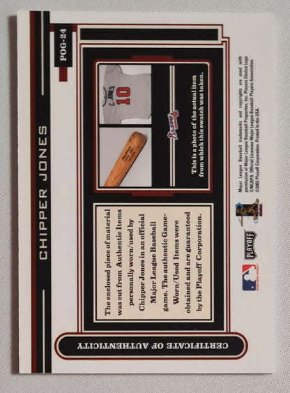 Chipper Jones - 2003 Playoff MLB Baseball Piece of the Game #POG-24 /Game-worn Jersey /Patch