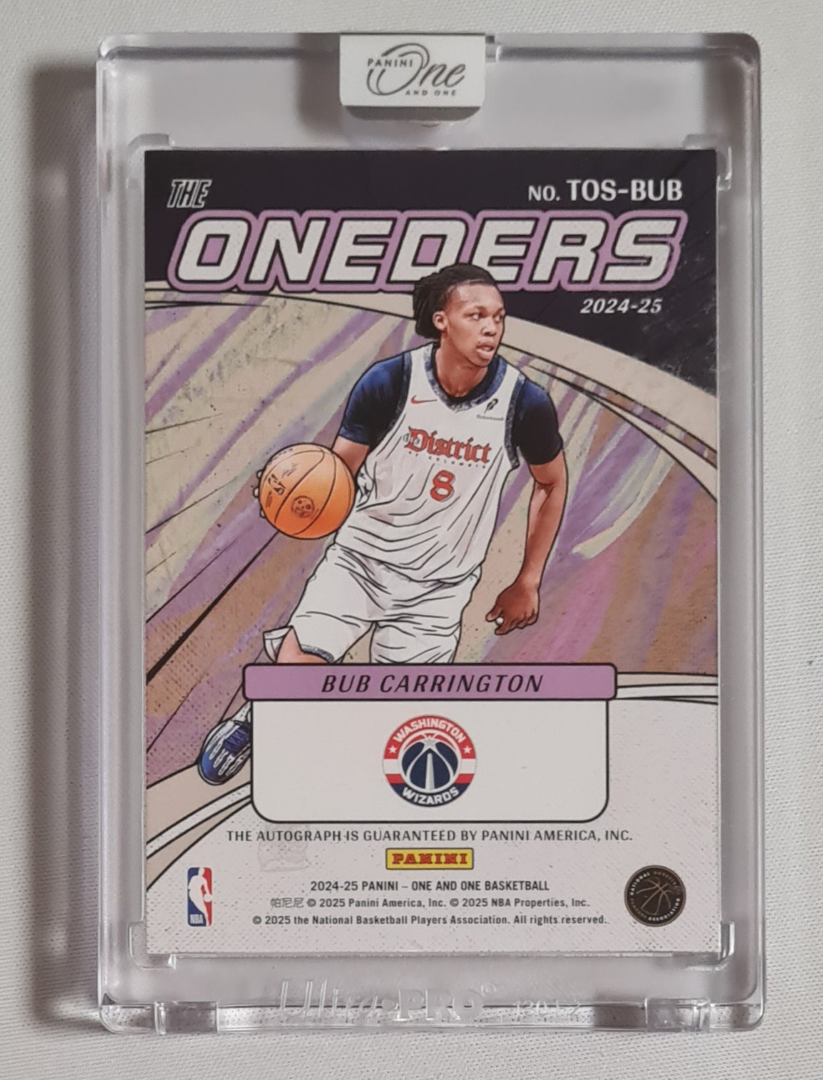 Bub Carrington - 2024/25 Panini One and One Basketball ONEDERS NBA Wizards (RC) #TOS-BUB /99 /Auto