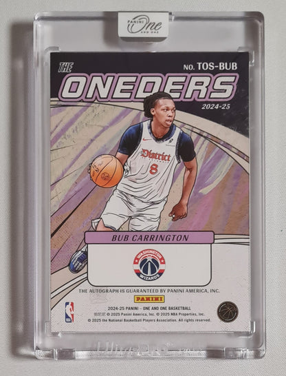 Bub Carrington - 2024/25 Panini One and One Basketball ONEDERS NBA Wizards (RC) #TOS-BUB /99 /Auto