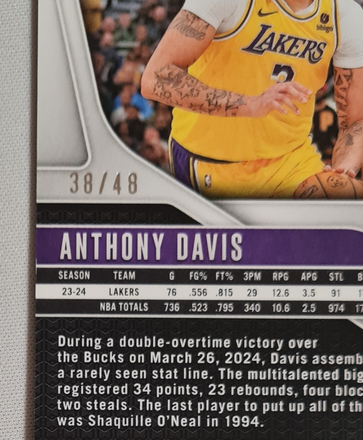 Anthony Davis - 2024/25 Panini Prizm Basketball NBA LA Lakers #195 /48 Dragon Scale Prizm