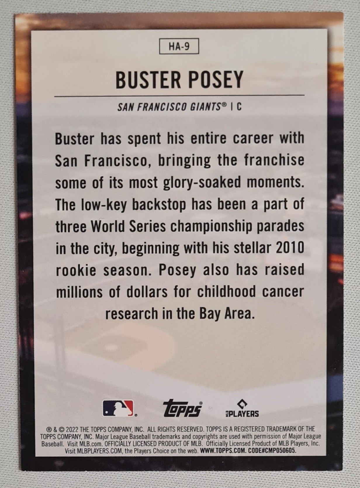 Buster Posey - 2022 Topps Baseball MLB Giants HOME FIELD ADVANTAGE #HA-9