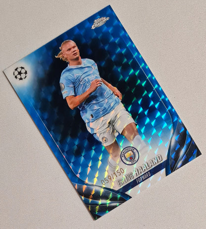 Erling Haaland - 2024 Topps Chrome Manchester City #39 Blue Gemometric /150