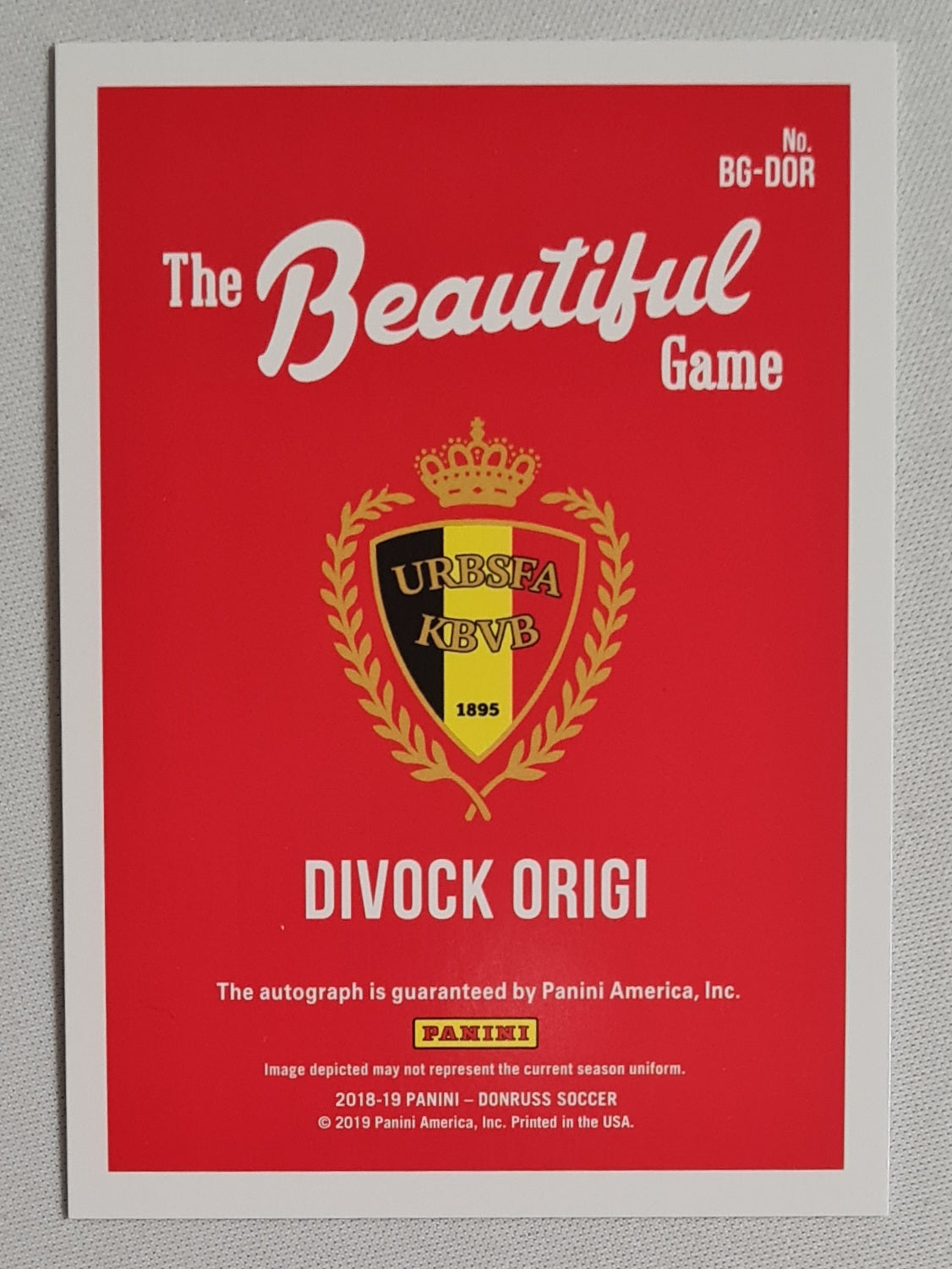 Divock Origi - 2018/19 Panini Donruss Soccer National Team Belgium Beautiful Game #BG-DOR /Auto