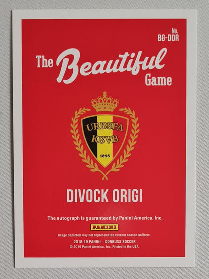 Divock Origi - 2018/19 Panini Donruss Soccer National Team Belgium Beautiful Game #BG-DOR /Auto