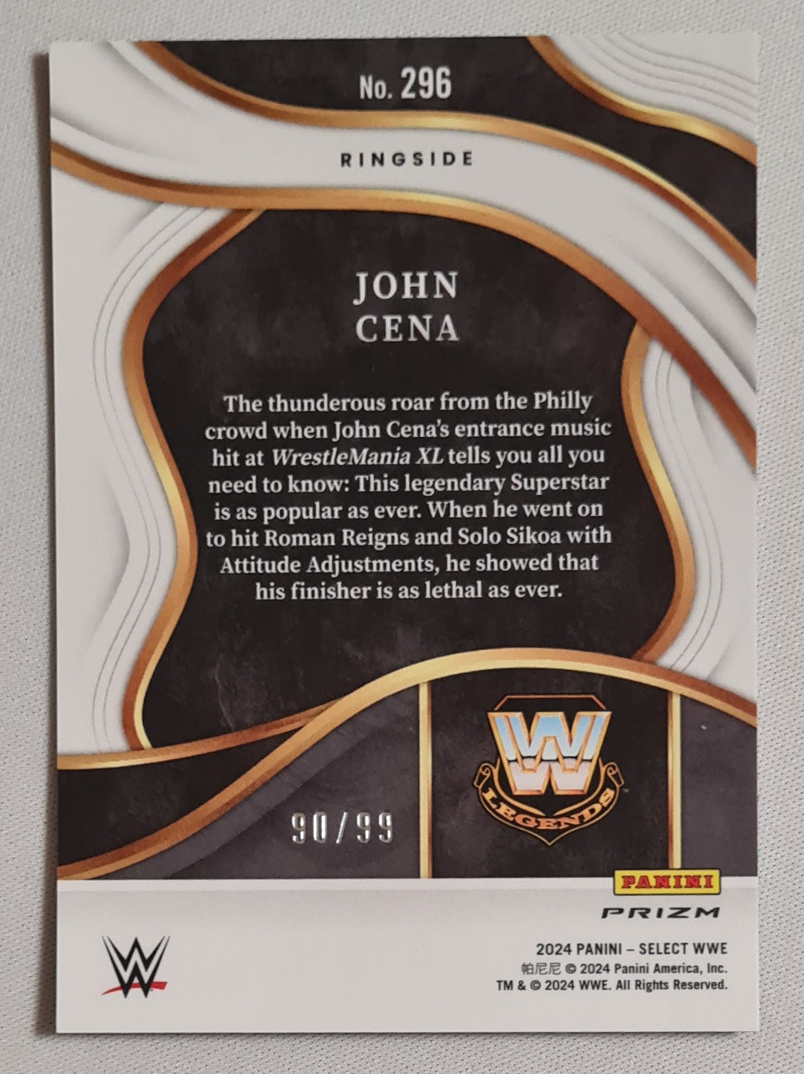 John Cena - 2024 Panini Select WWE Wrestling Legends #296 /99