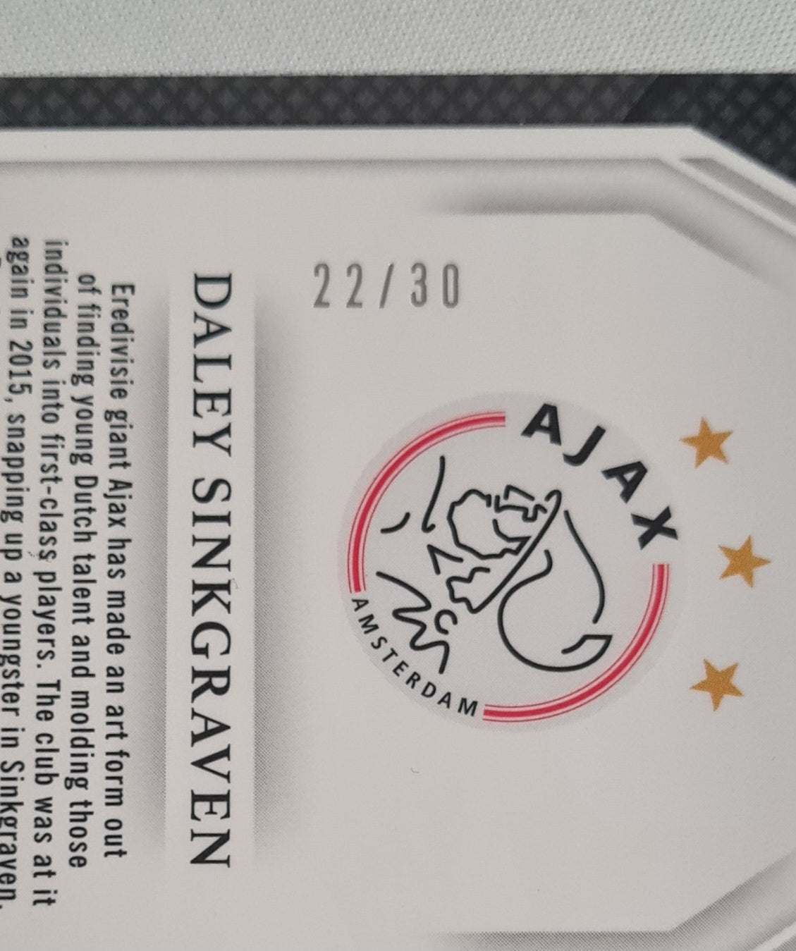 Daley Sinkgraven - 2016 Panini Select AFC Ajax #207 Field level Tie-Dye /30