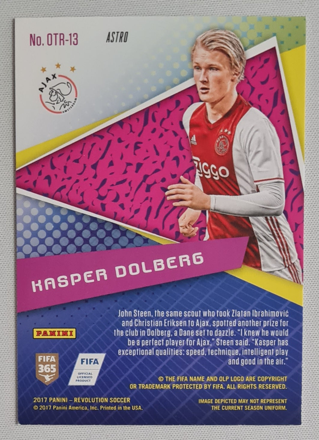 Kasper Dolberg - 2017 Panini Revolution on the Rise AFC Ajax #OTR-13