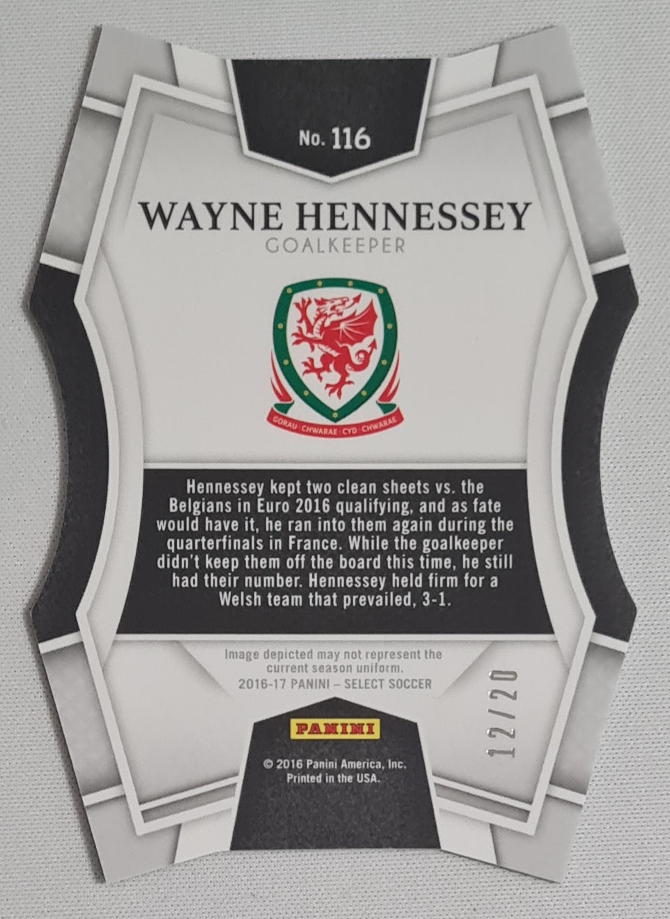 Wayne Hennessey - 2016 Panini Select Soccer Welsh #116 Die Cut Camo Prizm /20