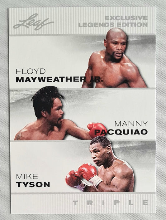 Floyd Mayweather Jr. /Manny Pacquiao/ Mike Tyson - 2024 Leaf Trading Cards Triple  Exclusive Legends Edition #ELE-12