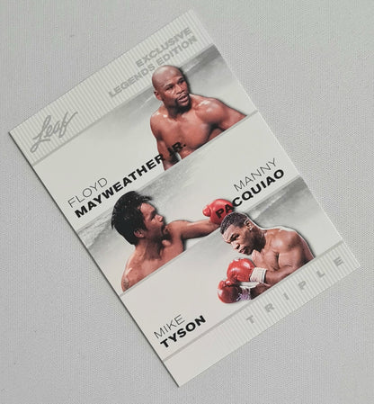 Floyd Mayweather Jr. /Manny Pacquiao/ Mike Tyson - 2024 Leaf Trading Cards Triple  Exclusive Legends Edition #ELE-12