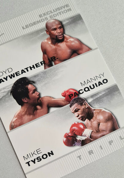 Floyd Mayweather Jr. /Manny Pacquiao/ Mike Tyson - 2024 Leaf Trading Cards Triple  Exclusive Legends Edition #ELE-12