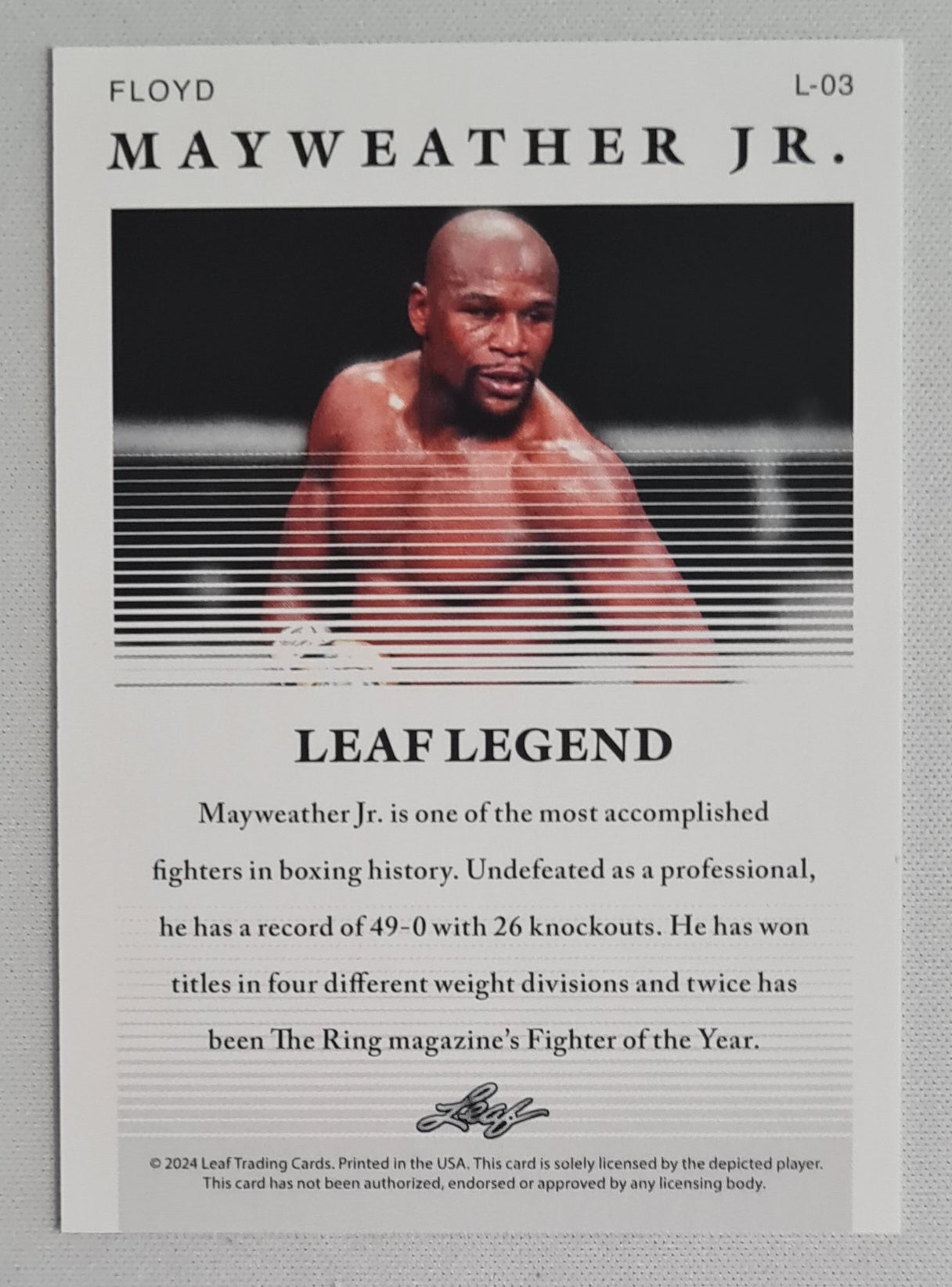 Floyd Mayweather Jr. - 2024 Leaf Trading Cards Boxing Leaf Legend #E-03