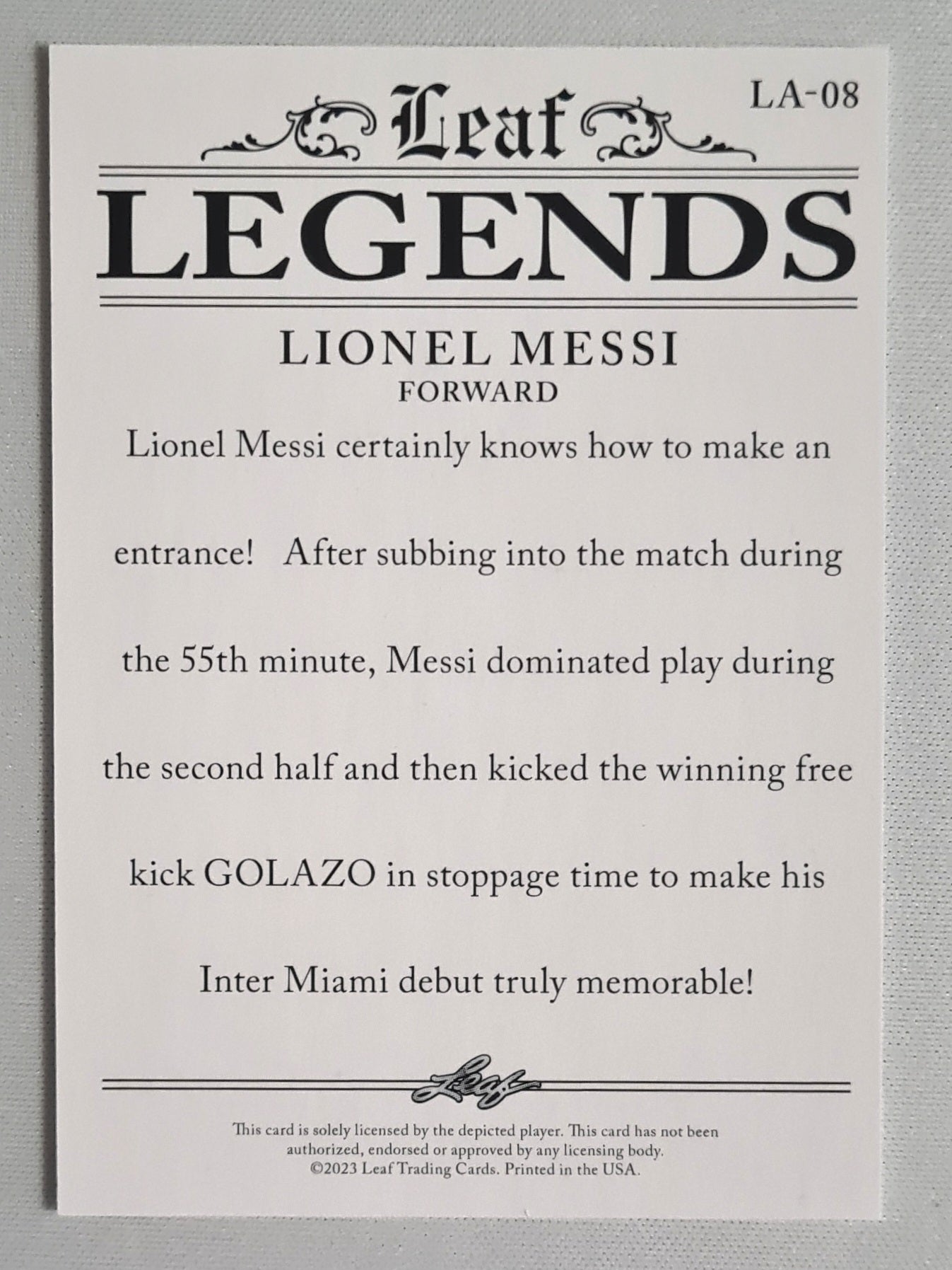 Lionel Messi - 2023 Leaf Trading Cards Soccer Legends #LA-08