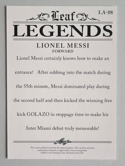 Lionel Messi - 2023 Leaf Trading Cards Soccer Legends #LA-08