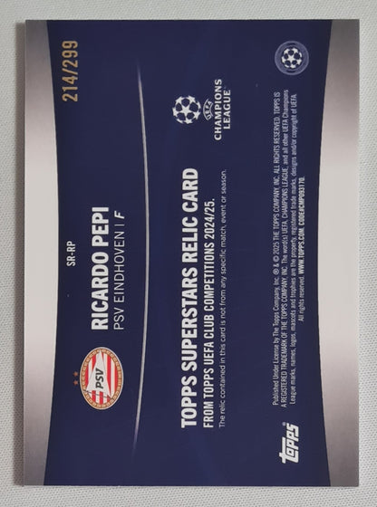 Ricardo Pepi - 2025 Topps PSV Eindhoven Superstars Relic Card (CL) #SR-RP /Patch /299